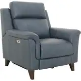 Kester Power Recliner with Power Headrest in Cashmere Ocean Top-Grain Leather